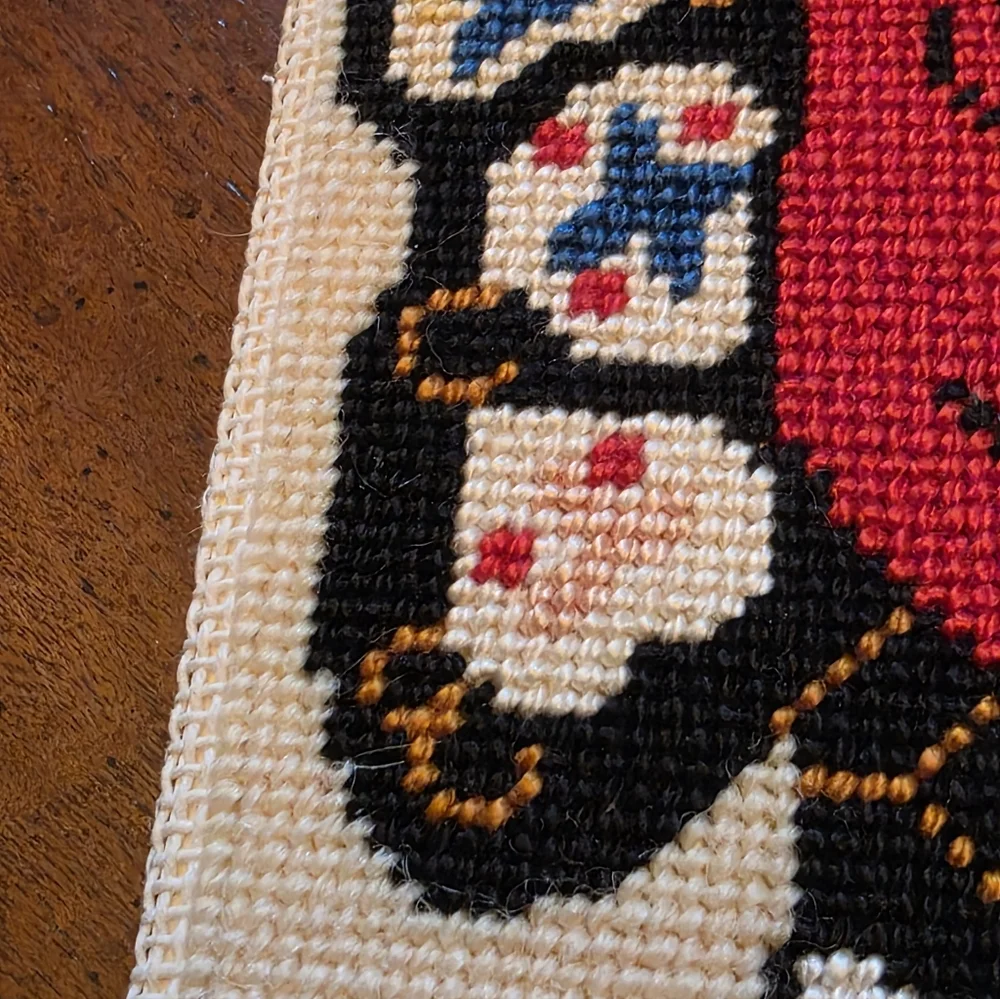 Embroidered Geisha Wall Art Panel in Red and Blue